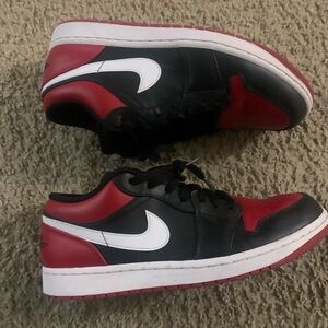 Nike Air Jordan 1 Low Shoes Black Gym Red White 553558-066 Men's 10.5